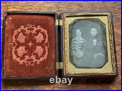 1/4 Plate Daguerreotype Photograph of Couple in Gutta Percha Thermoplastic Case