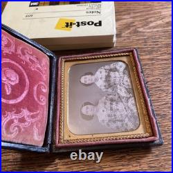 1/6 Plate Daguerreotype Clear Hand Colored Sisters Earrings Broach Gloves