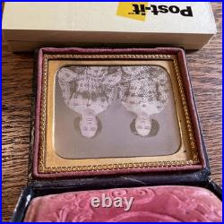 1/6 Plate Daguerreotype Clear Hand Colored Sisters Earrings Broach Gloves