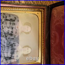 1/6 Plate Daguerreotype Clear Hand Colored Sisters Earrings Broach Gloves