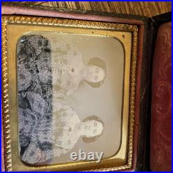 1/6 Plate Daguerreotype Clear Hand Colored Sisters Earrings Broach Gloves