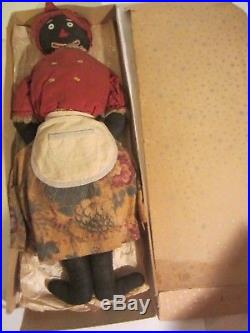 17 ANTIQUE MAMMY SOCK DOLL 1920's in original gift box EXCELLENT condition