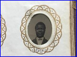 1800's AFRICAN AMERICAN & WHITE FAMILY MINIATURE Tin Type Photo Album 22 PHOTOS