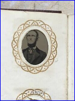 1800's AFRICAN AMERICAN & WHITE FAMILY MINIATURE Tin Type Photo Album 22 PHOTOS