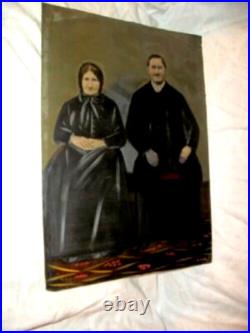 1800s AMERICANA TINTYPE PORTRAIT FOLK ART OIL PAINT ENHANCED PRIMITIVE ANTIQUE