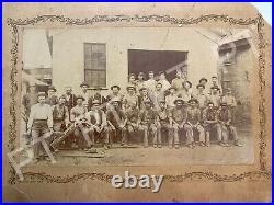 1800s Antique Original Photo African American & White Men Studio Rail Car Image