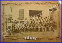 1800s Antique Original Photo African American & White Men Studio Rail Car Image