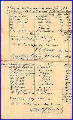 1834 Territory Of Fl, Robert B Oliver, Three Docs Estate Account, Slave Documents