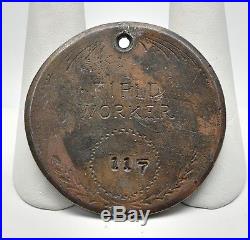 1847 Field Workers Slave Tag from Florida 1.75 Solid Copper