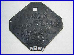 1853 Slave Tag Simon ARAB, ALA / J. B. E. / Lead-Pewter Octagon 2 1/2 X 2 1/2