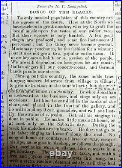 1859 anti-slavery newspaper w long VERY EARLY HISTORY of AFRICAN-AMERICAN MUSIC