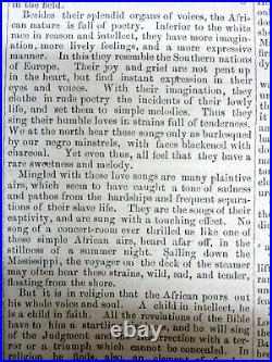 1859 anti-slavery newspaper w long VERY EARLY HISTORY of AFRICAN-AMERICAN MUSIC