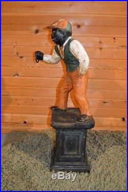 1860's-1899 Antique Authentic Cast Iron Lawn Jockey Jocko Faithful Groomsman 37