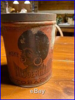 1860's BLACK AMERICANA SMOKING TOBACCO TIN LITHO ADVERTISING TIN PAIL with LID