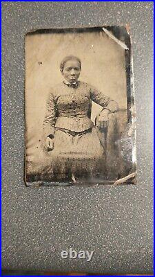 1860's tintype Well Dressed African-American Woman Seated in Parlor