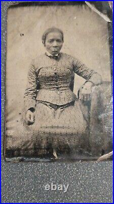 1860's tintype Well Dressed African-American Woman Seated in Parlor