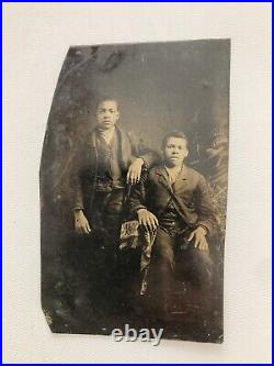 1860's tintype photograph Two African-American boys in Suits