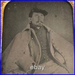 1860s American Civil War Confederate Soldier 1/6th Plate Tintype Photograph