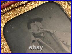 1860s American Civil War Confederate Soldier 1/6th Plate Tintype Photograph