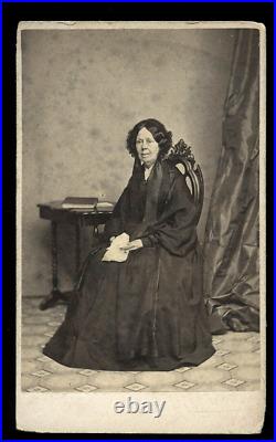 1860s CDV Photo of Old Widow Woman in Mourning Rhode Island Photographer