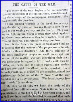1861 LIBERATOR abolitionist newspaper names SLAVERY asTHE CAUSE of the CIVIL WAR