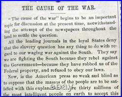 1861 LIBERATOR abolitionist newspaper names SLAVERY asTHE CAUSE of the CIVIL WAR