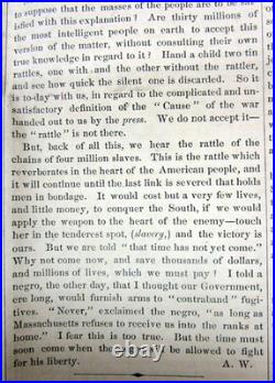 1861 LIBERATOR abolitionist newspaper names SLAVERY asTHE CAUSE of the CIVIL WAR