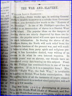 1861 LIBERATOR abolitionist newspaper names SLAVERY asTHE CAUSE of the CIVIL WAR