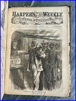 1867 HISTORIC FIRST VOTE BOUND Vol. HARPERS WEEKLY FULL BLACK AMERICANA Nast Mag