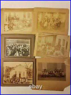 1890's SCHOOL CLASS PHOTOS X 6 VINTAGE GRAMMAR KIDS COUNTRY RURAL CABINET PHOTO