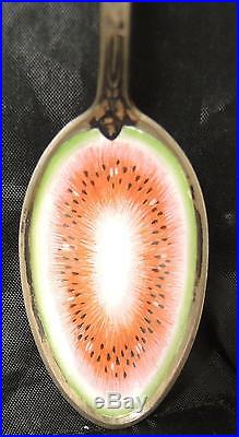 1890s Gorham Sterling Black Americana Watermelon Enamel Souvenir Spoon