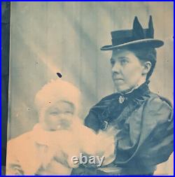 1891-92 VTG 17 Cyanotype Prospect Park Brooklyn NY Wheelchair Lady Kids Carriage