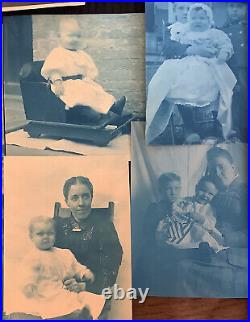 1891-92 VTG 17 Cyanotype Prospect Park Brooklyn NY Wheelchair Lady Kids Carriage