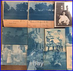 1891-92 VTG 17 Cyanotype Prospect Park Brooklyn NY Wheelchair Lady Kids Carriage