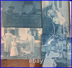 1891-92 VTG 17 Cyanotype Prospect Park Brooklyn NY Wheelchair Lady Kids Carriage