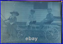 1891-92 VTG 17 Cyanotype Prospect Park Brooklyn NY Wheelchair Lady Kids Carriage