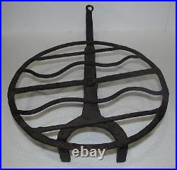 18th Century Wrought Iron Rotating Antique Roaster With Rat Tailed Handle