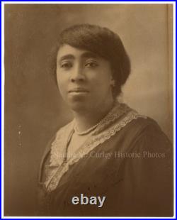 1900s Young African American Woman with Pearls Sepia Portrait Photo