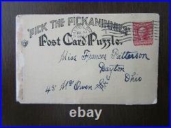 1907 Black Americana Pickaninnies Mechanical Puzzle Postcard With Solution