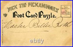 1907 Black Americana Pickaninnies Mechanical Puzzle Postcard With Solution