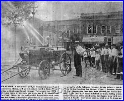1907 Fire Engine Wagon Dept Horse Black Americana Clinton NC RPPC Photo Postcard