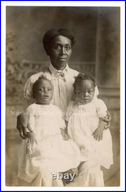 1910s African American Mother with Children Studio RPPC Photo