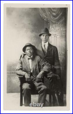 1910s Exceptional African American Father & Son Studio RPPC Photo