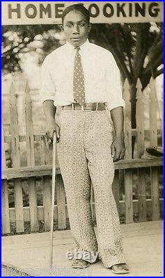 1920's AFRICAN AMERICAN FANCY MAN HOME COOKINGPOLKA DOTS & CANE ORIGINAL PHOTO