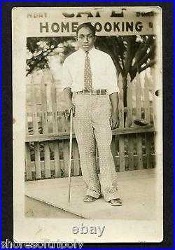 1920's AFRICAN AMERICAN FANCY MAN HOME COOKINGPOLKA DOTS & CANE ORIGINAL PHOTO