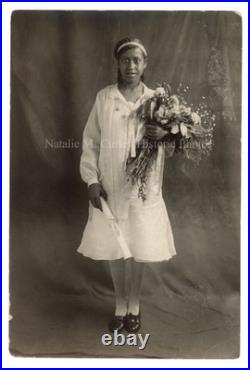 1920s African American Girl with School Diploma Portrait Photo