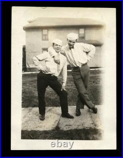 1920s Snapshot Photo Men Friends / Ice Cream Seller Hats / Gay Int