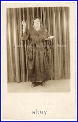 1920s Woman Black Americana Preacher with Bible Studio RPPC Photo AME