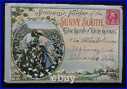 1921 The Land Of King Cotton Black Americana Postcard Souvenir Folder Rare