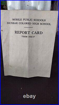 1926/27 Dunbar Colored High School Report card Mobile Alabama